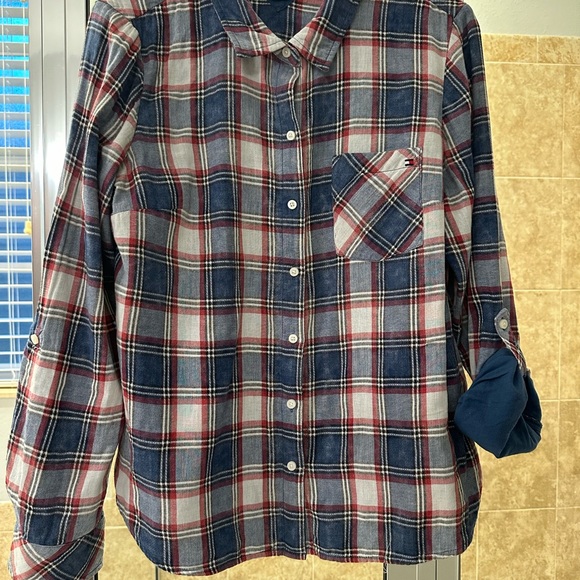 Tommy Hilfiger patriotic plaid size Large button down shirt - Picture 2 of 8